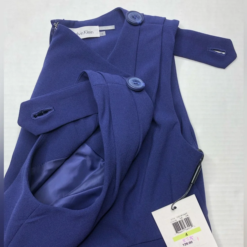 Calvin Klein Navy Blue Sleeveless Midi 4 Dress